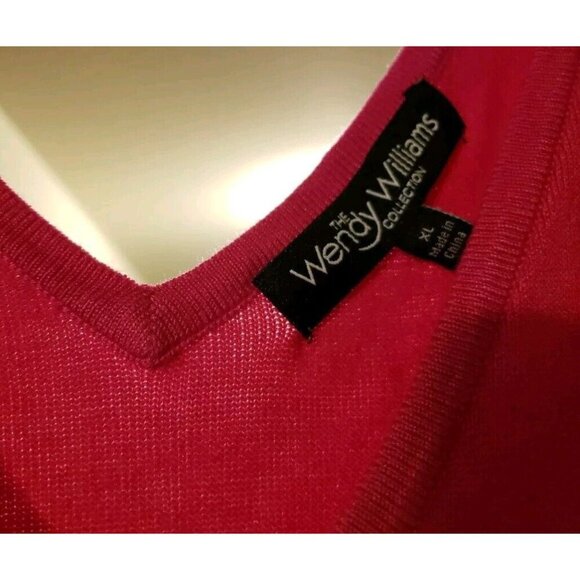 Wendy Williams Collection Fuscia Pink Sleeveless V Neck Sweater Dress Size Large - Picture 6 of 7